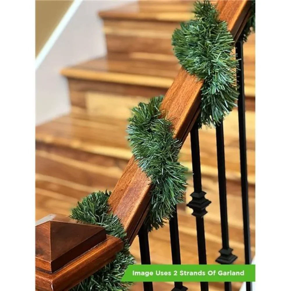 50 Foot Christmas Garland for Christmas Decorations, Green Non-Lit Soft Decor